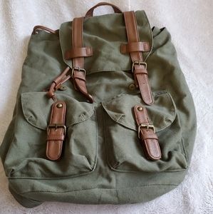 Olive Green Cinch Canvas Backpack